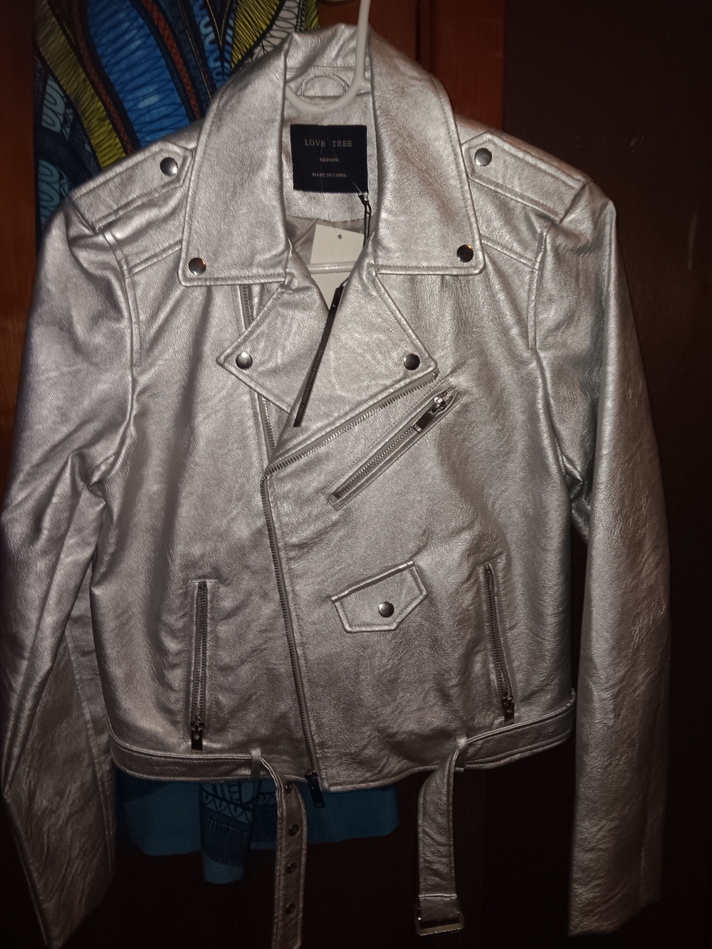 Love Tree Silver Metallic Moto-Style Jacket - Picture 3 of 3